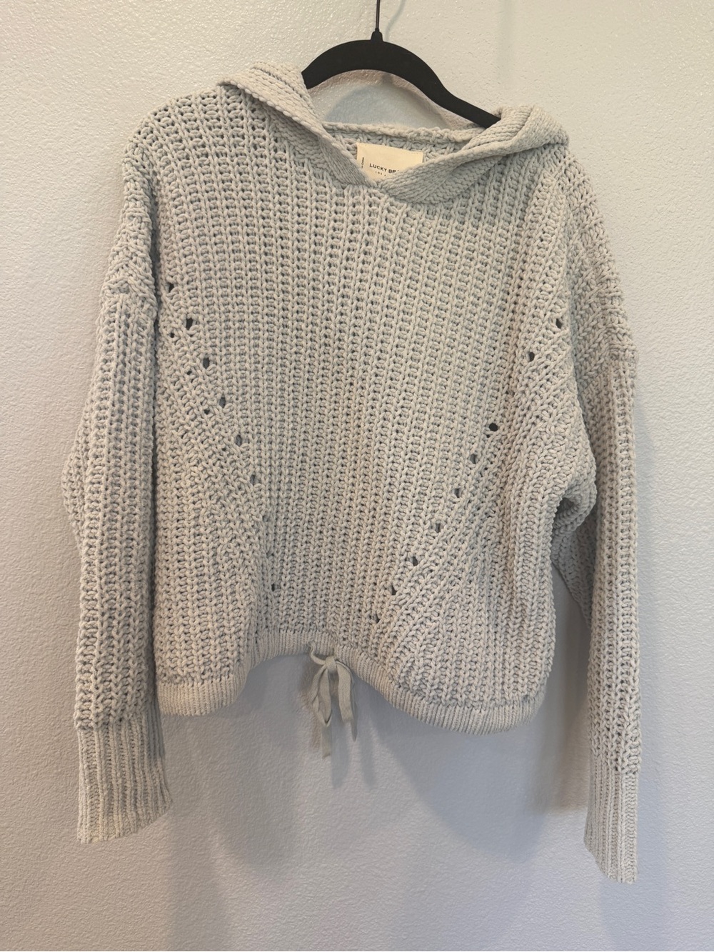 Lucky Brand Women’s Sweater Knit Pullover Hoodie Eyelet Accents Small